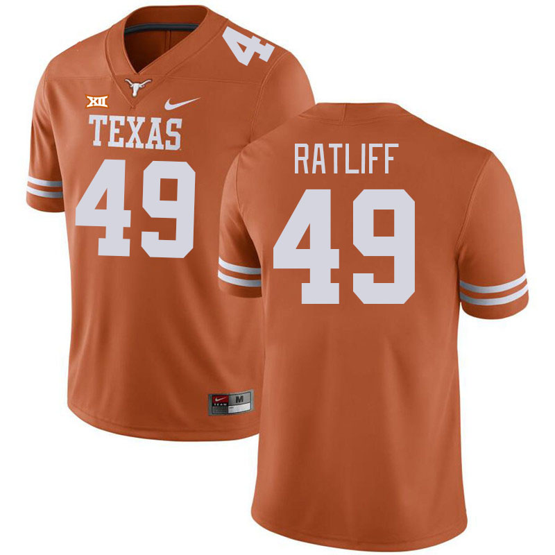 Men #49 Ian Ratliff Texas Longhorns College Football Jerseys Stitched Sale-Black